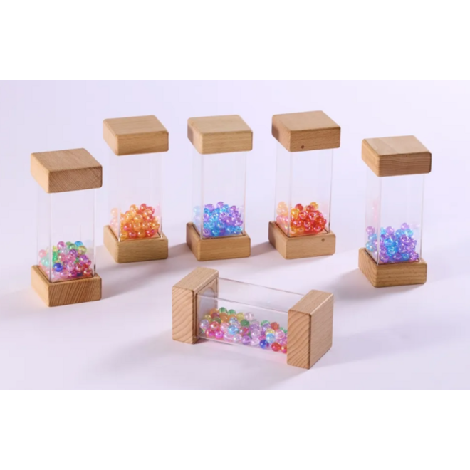 Lichtgevende houten geluidkubussen, 6 stuks
