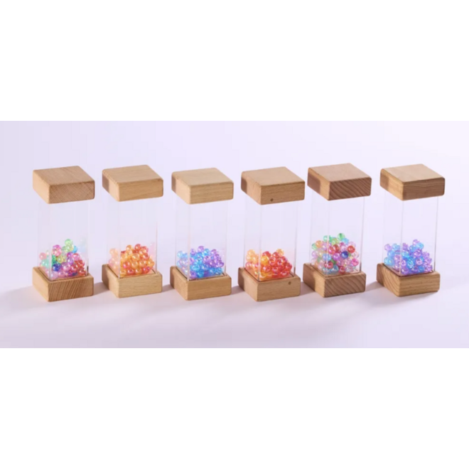 Lichtgevende houten geluidkubussen, 6 stuks
