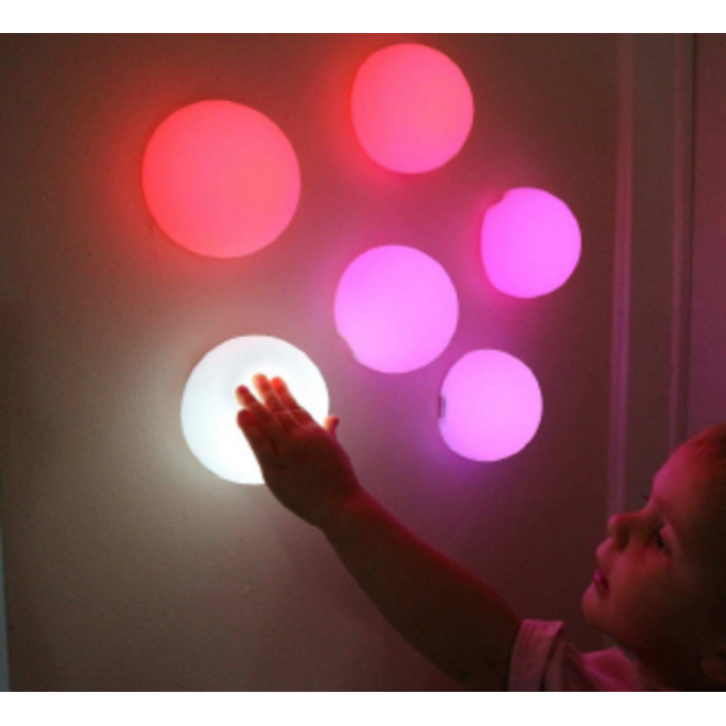 Tap & Glow lichtgevende siliconen wandlampjes, set van 6 stuks