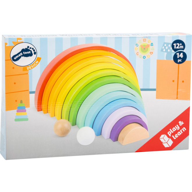 Houten Bouwblokken Regenboog XL, 14dlg.