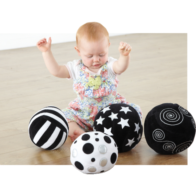 Activiteiten sensorisch ballen zwart en wit zachte 4 stuks