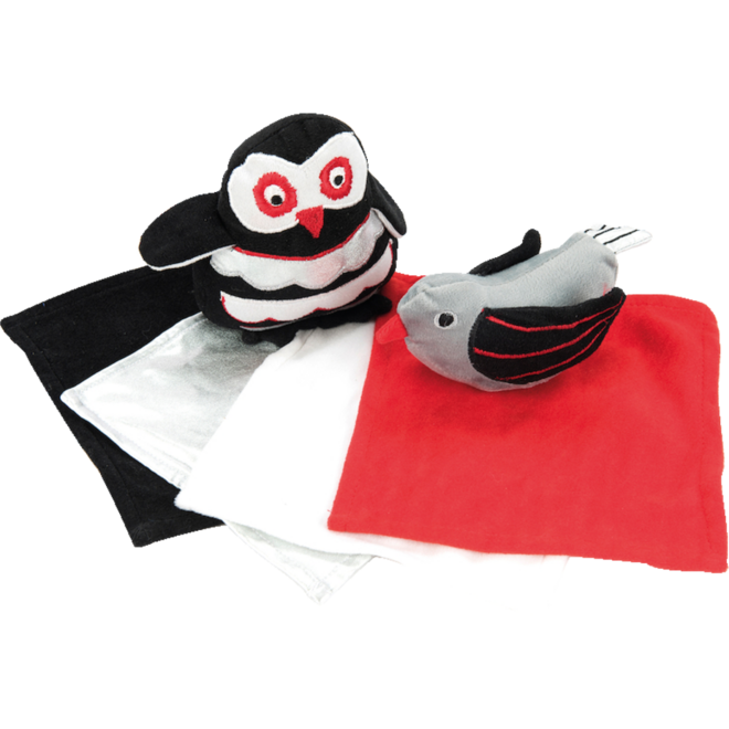 Babyspeelgoed en Mandje zwart en wit, zacht