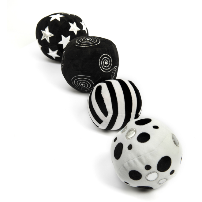 Zwarte en Witte Zachte Activiteitenballen 4pk