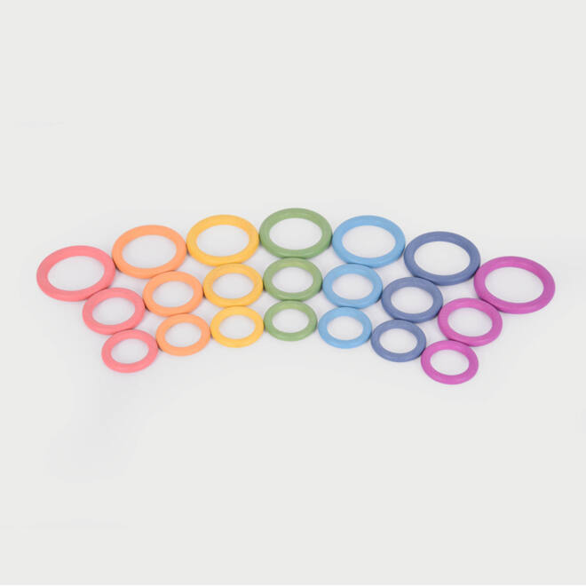 Ringen, regenboog, van hout