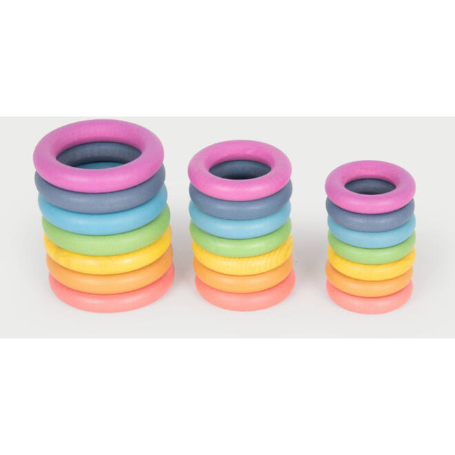 Ringen, regenboog, van hout