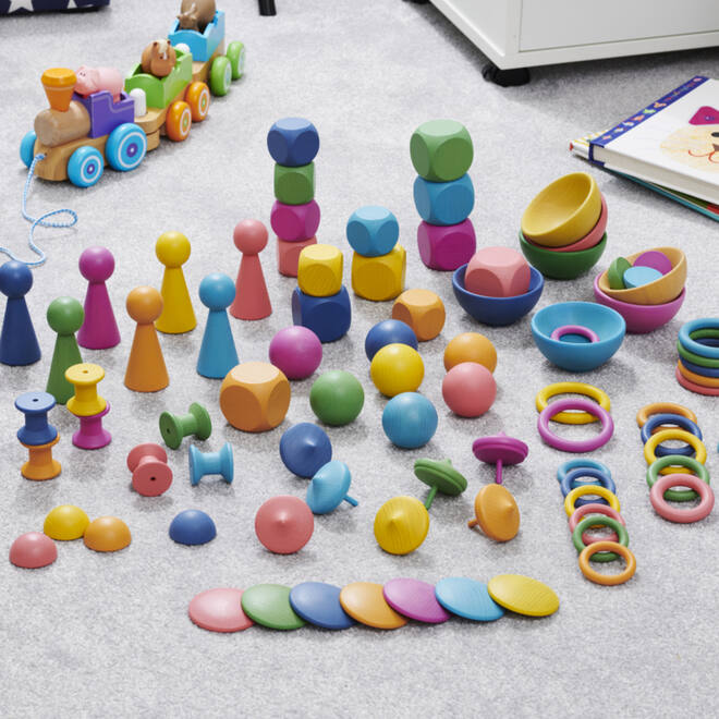 Speelset groot, regenboog, van hout