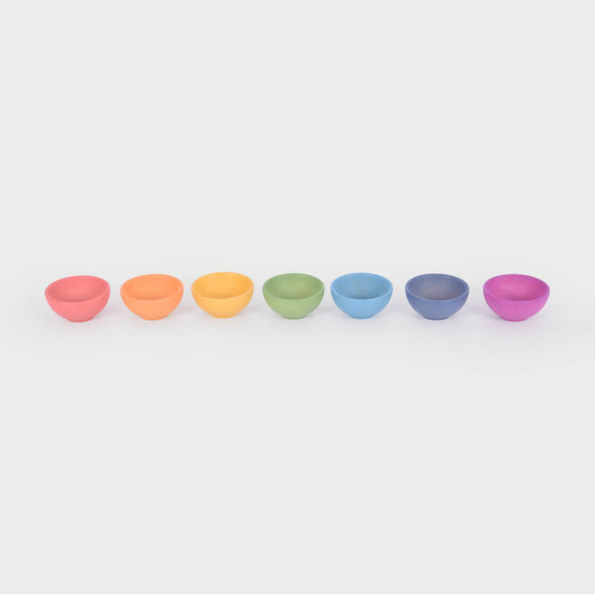Schaaltjes, regenboog, van hout