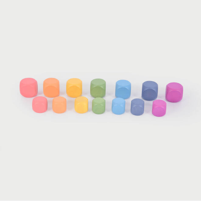 Kubussen, regenboog, van hout