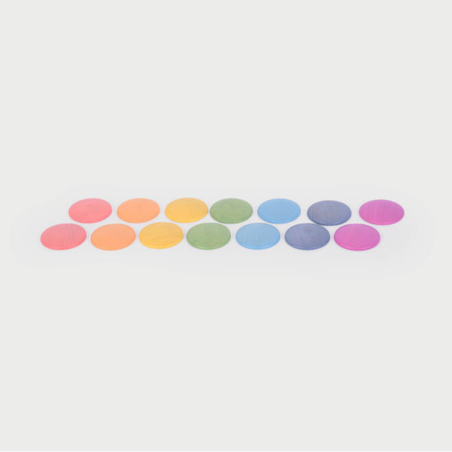 Schijven, regenboog, van hout