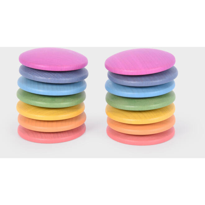 Schijven, regenboog, van hout