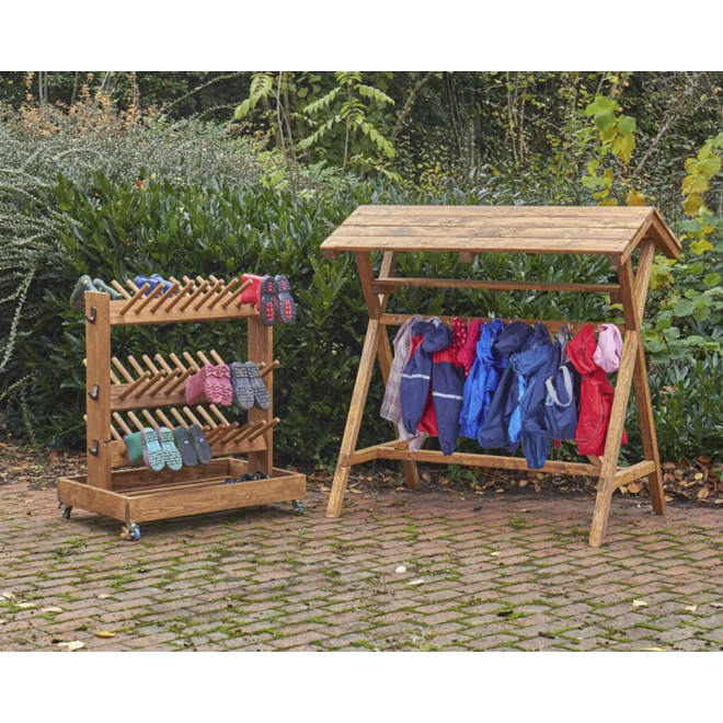 Kleding- en laarzencombinatie verrijdbaar