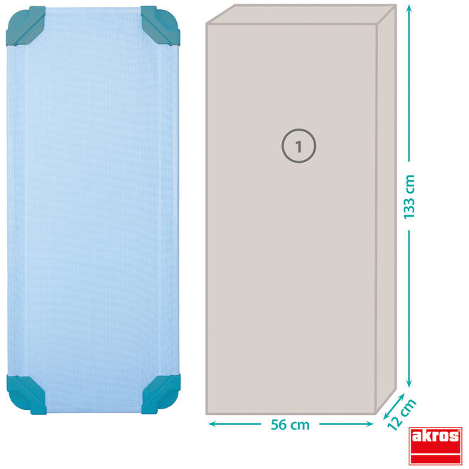 Rustbedje ECO, 131x55x11 cm, stapelbaar, gemonteerd