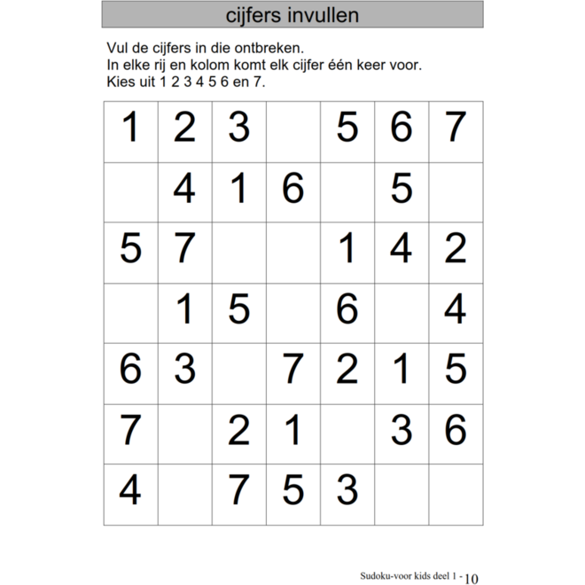 Sudoku voor Kids 1 groep 3 (5 stuks)