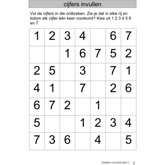 Sudoku voor Kids 2 groep 4 (5 stuks)