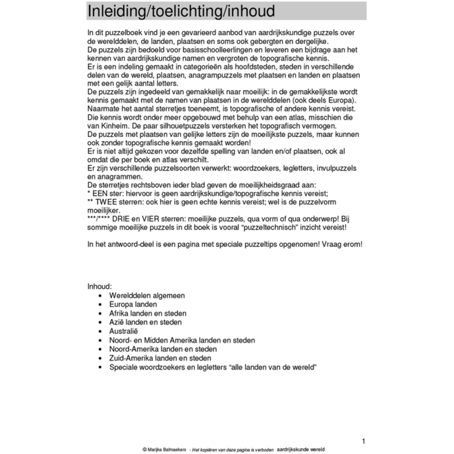 Aardrijkskundepuzzels groep 8 Wereld (5 stuks)