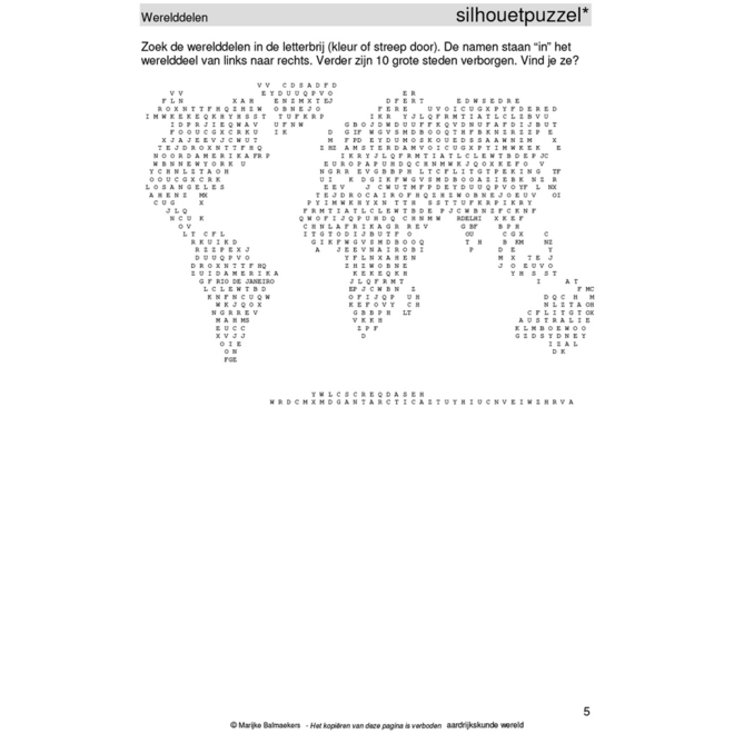 Aardrijkskundepuzzels groep 8 Wereld (5 stuks)