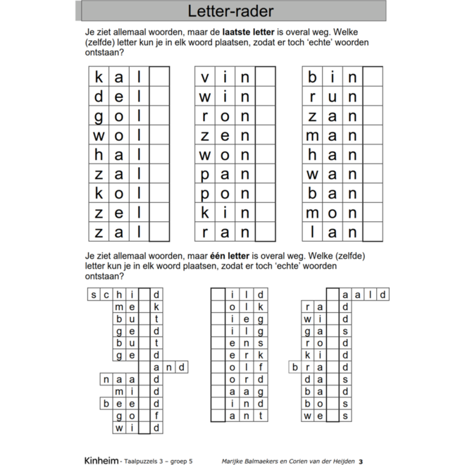 Taalpuzzels 3 groep 5 (5 stuks)