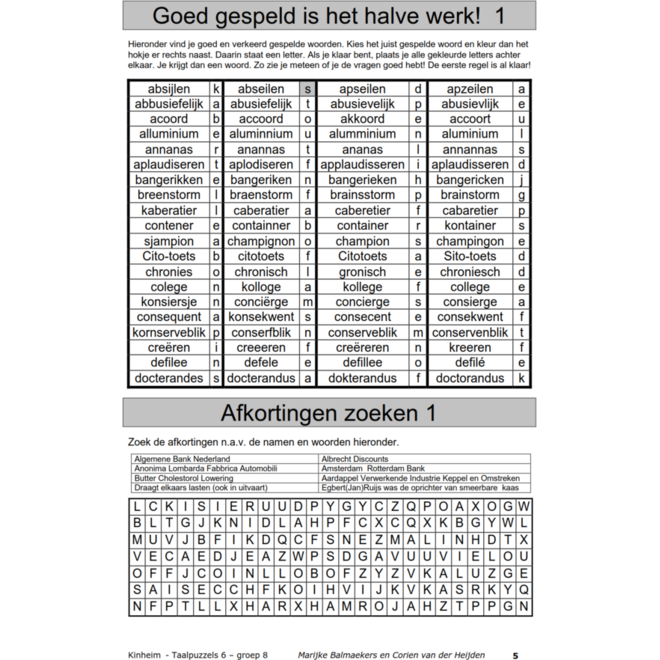 Taalpuzzels 6 groep 8 (5 stuks)