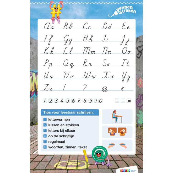 Pennenstreken 3 groep 7-8 letterposter blokschrift & verbonden schrift