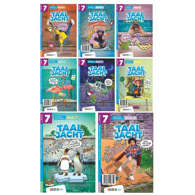 Taaljacht Spelling & grammatica groep 7 antwoordenboek blok 1-8