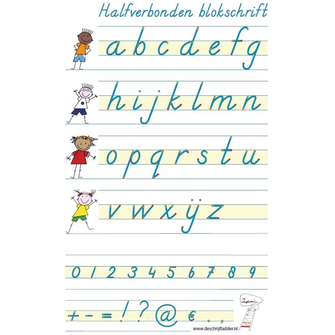 Handiger Handschrift groep 3 alfabet poster halfverbonden blokschrift