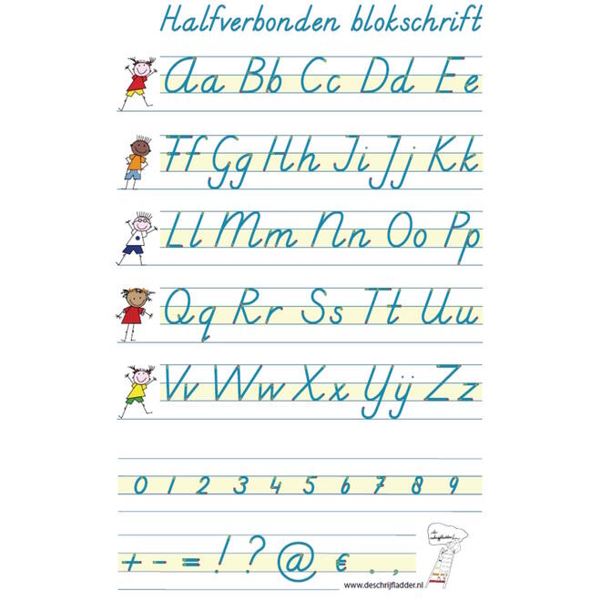 Handiger Handschrift groep 4-8 alfabet poster halfverbonden blokschrift