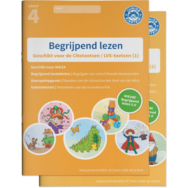 Begrijpend lezen oefenboeken- Deel 1 en 2 - Groep 4 - M4/E4 - 3.0