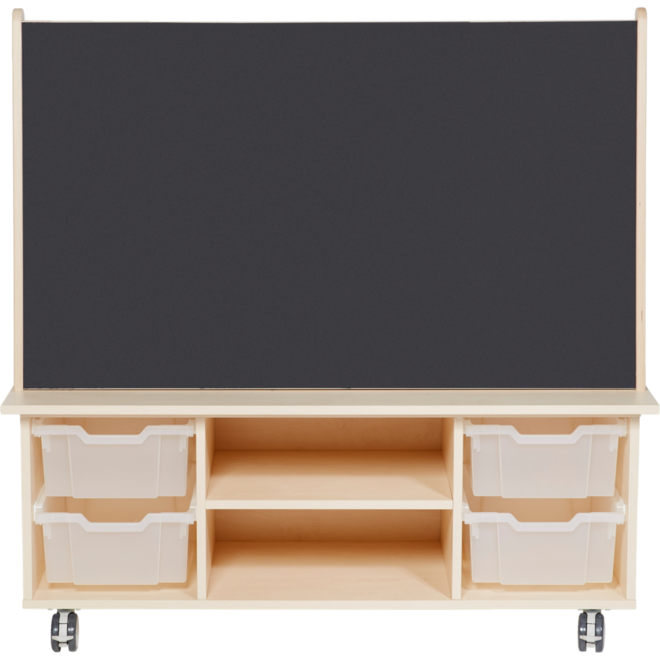 Bordenkar Ahorn 1x magnetisch whiteboard, 1x krijtbord