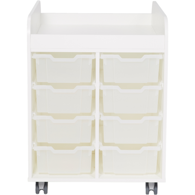 Steamkast hoog 94,7 x 89 x 70,6 cm, wit incl. wielen, excl. laden