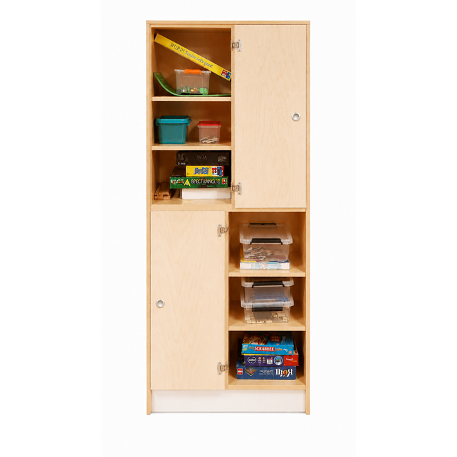 Kast 180 graden onder, 100x90x50 cm (lxbxh) | Ahorn, op plint, deuren wit/Ahorn