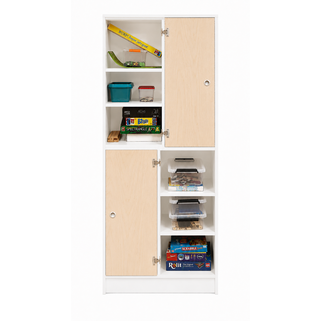 Kast 180 graden boven, 90x90x50 cm (lxbxh)| wit, deuren wit/Ahorn