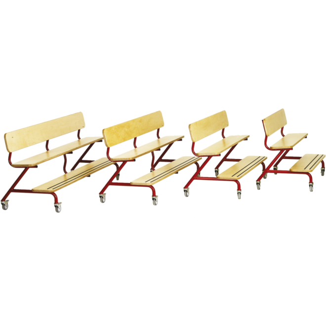 Zitbank 180 x 63 x 78 cm met rood  onderstel