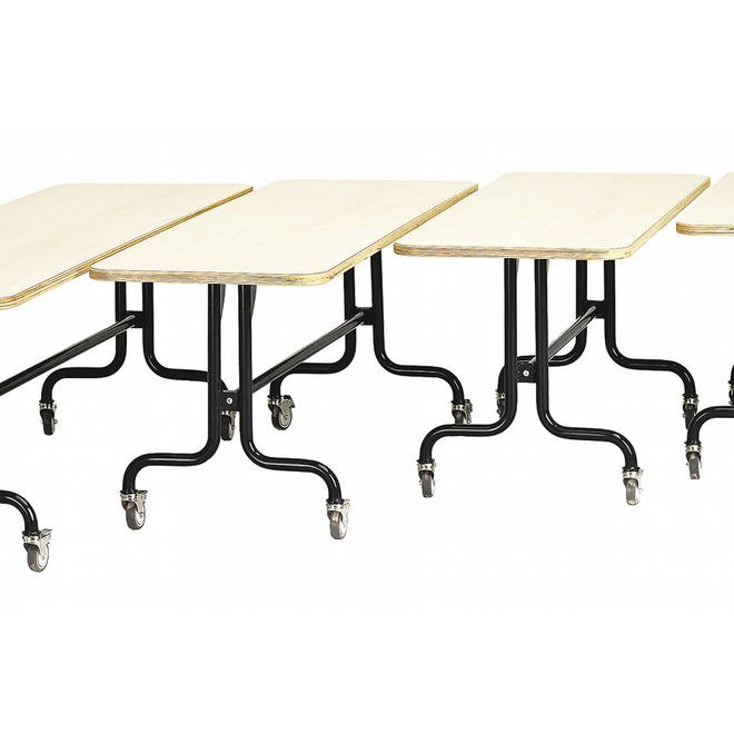 Tafel 150 x 80 cm, zwart onderstel  blad met berkenstructuur hoogte 71 cm