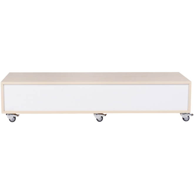 Peuterbank recht 138 x 43 x 30 cm incl wielen, 4 lades 15 cm hoog, ahorn