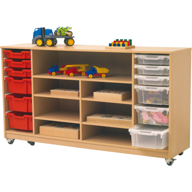 Combi kieskast Ahorn 174 cm breed, standaard achterwand, zonder lades