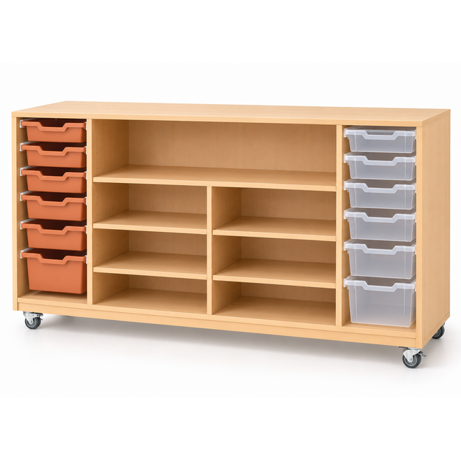 Combi kieskast Ahorn 174 cm breed, standaard achterwand, zonder lades