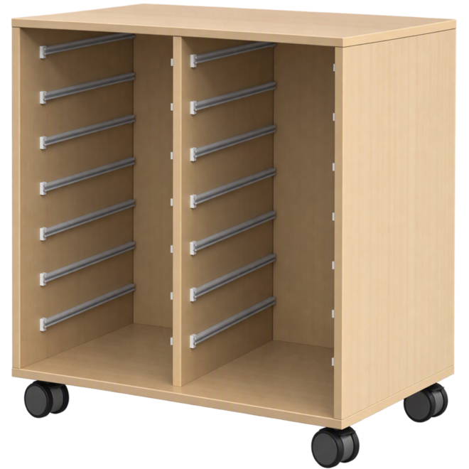 Ladenkast Flex 2, zonder laden met wielen, ahorn