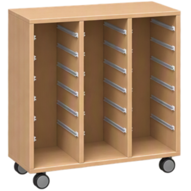 Ladenkast Flex 3, zonder laden met wielen, ahorn