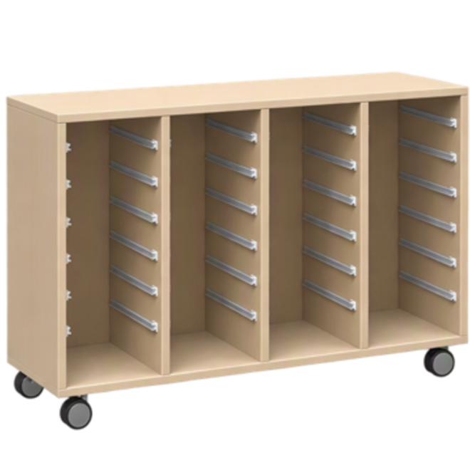 Ladenkast Flex 4, zonder laden met wielen, ahorn