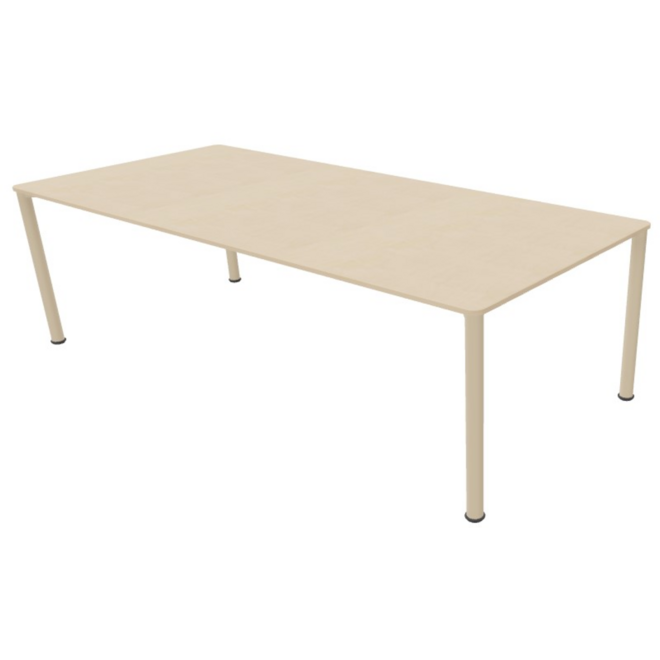 Tafel 200x90x59cm incl.wielen, blad berken, poten rond NCS S1510-Y30R