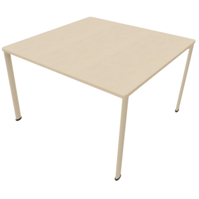 Tafel 120x120x76cm blad Berken, poten rond NCS S1510-Y30R