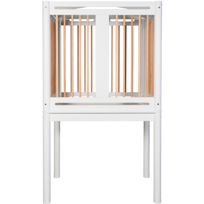 Box hoog Classic enkel wit, spijlen hout blank gelakt
