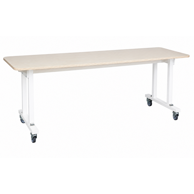 Tafel Flex hpl ahorn blad, rechte poten wit gebeitst