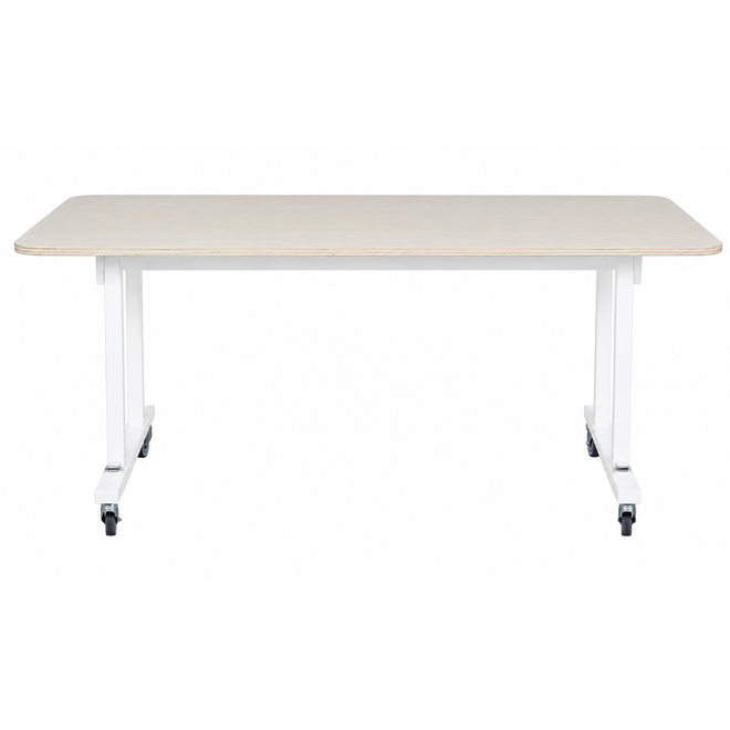 Tafel Flex hpl ahorn blad, rechte poten wit gebeitst
