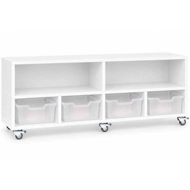 Peuterbank laag  wit 138x52x40 cm incl. wielen, lades en legplank, wit