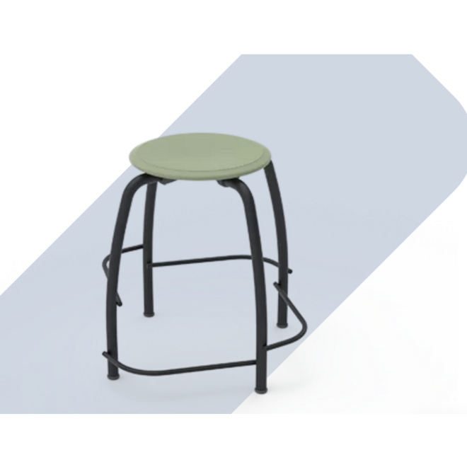 Taboeret Scool 50 cm, houten zitting, verspr.voetensteun, stapelb.