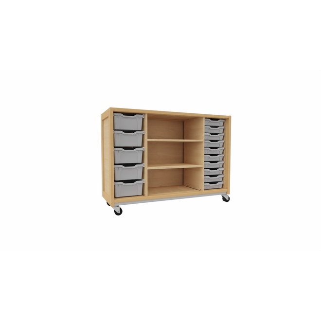 Kast 340 serie Ahorn, 2 halve legplanken, 10 laden van 15 cm