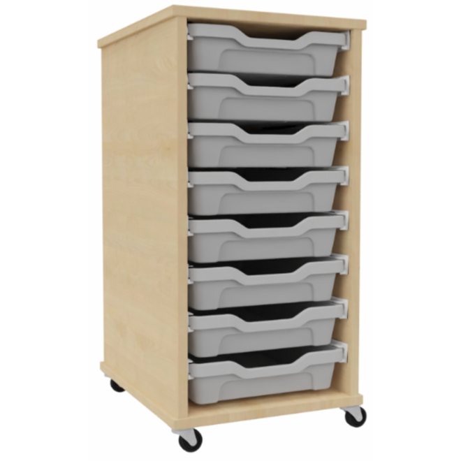 Kast 504 serie Ahorn verrijdbaar met 8 laden van 7 cm