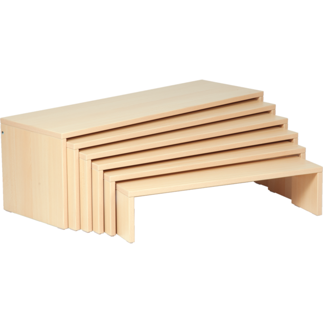 Zitbanken ahorn, set van 4 stuks in 4 hoogtes 30 - 34 - 38 - 42 cm