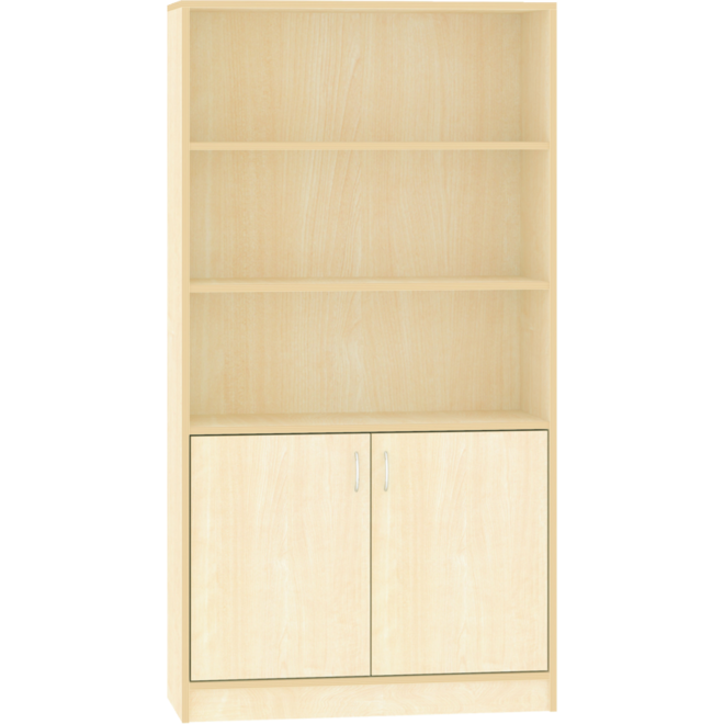 Hoge kast, ahorn, 100 × 40 × 188 cm, 2 deuren onder, 4 legplanken